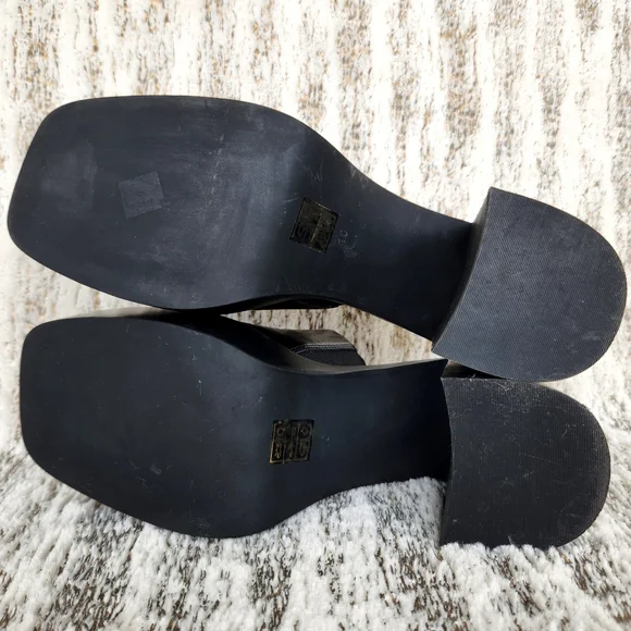 Jeffrey Campbell "Concert Platform Mule" Sandal Black Leather | Women's Size 10 - Picture 9 of 13